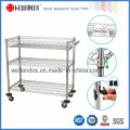 Adjustable Industrial Chrome Steel Wire Shelf Utility Cart (CJ-A1214)